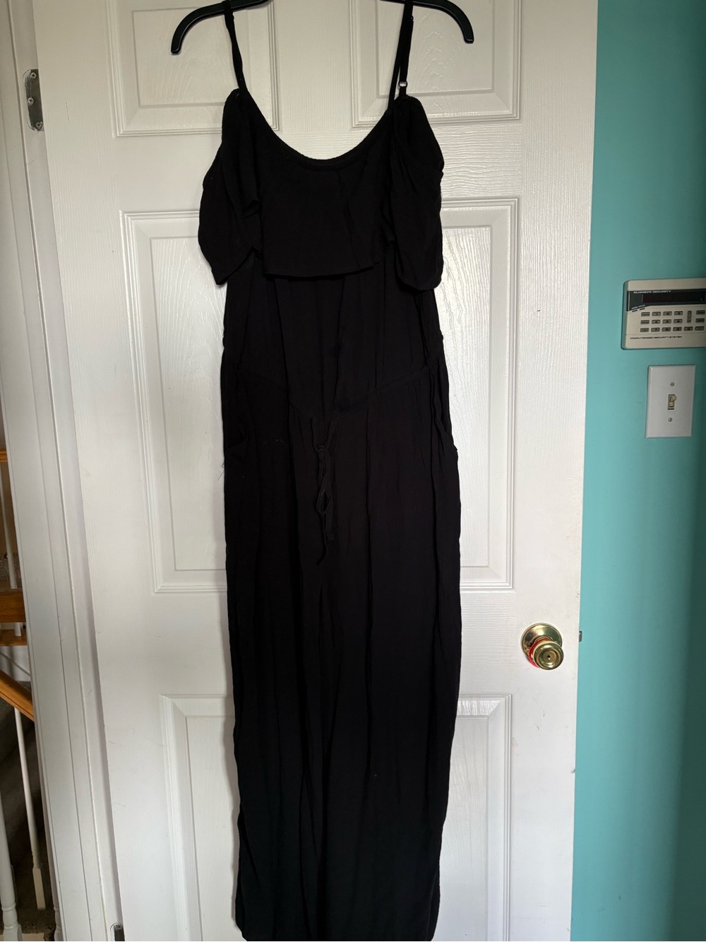 Old Navy Black Off-Shoulder Ruffle jumpsuit with Adjustable Spaghetti Straps XL